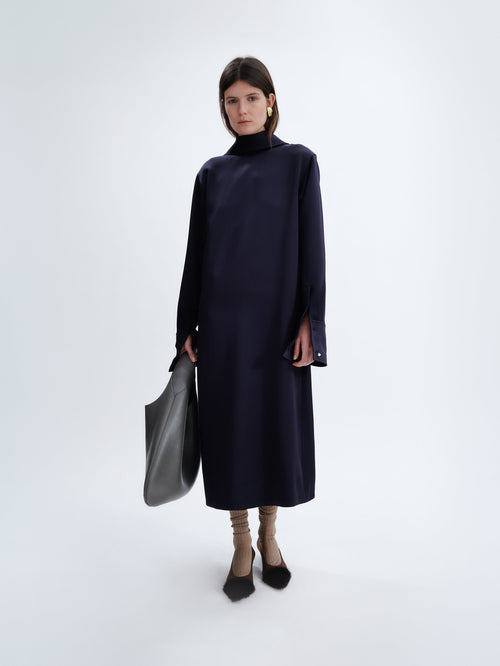 Scarf dress in double satin