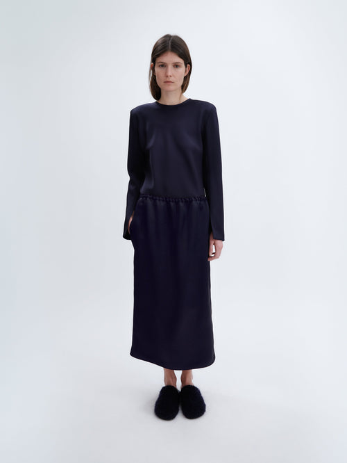 Pull-on skirt in double satin