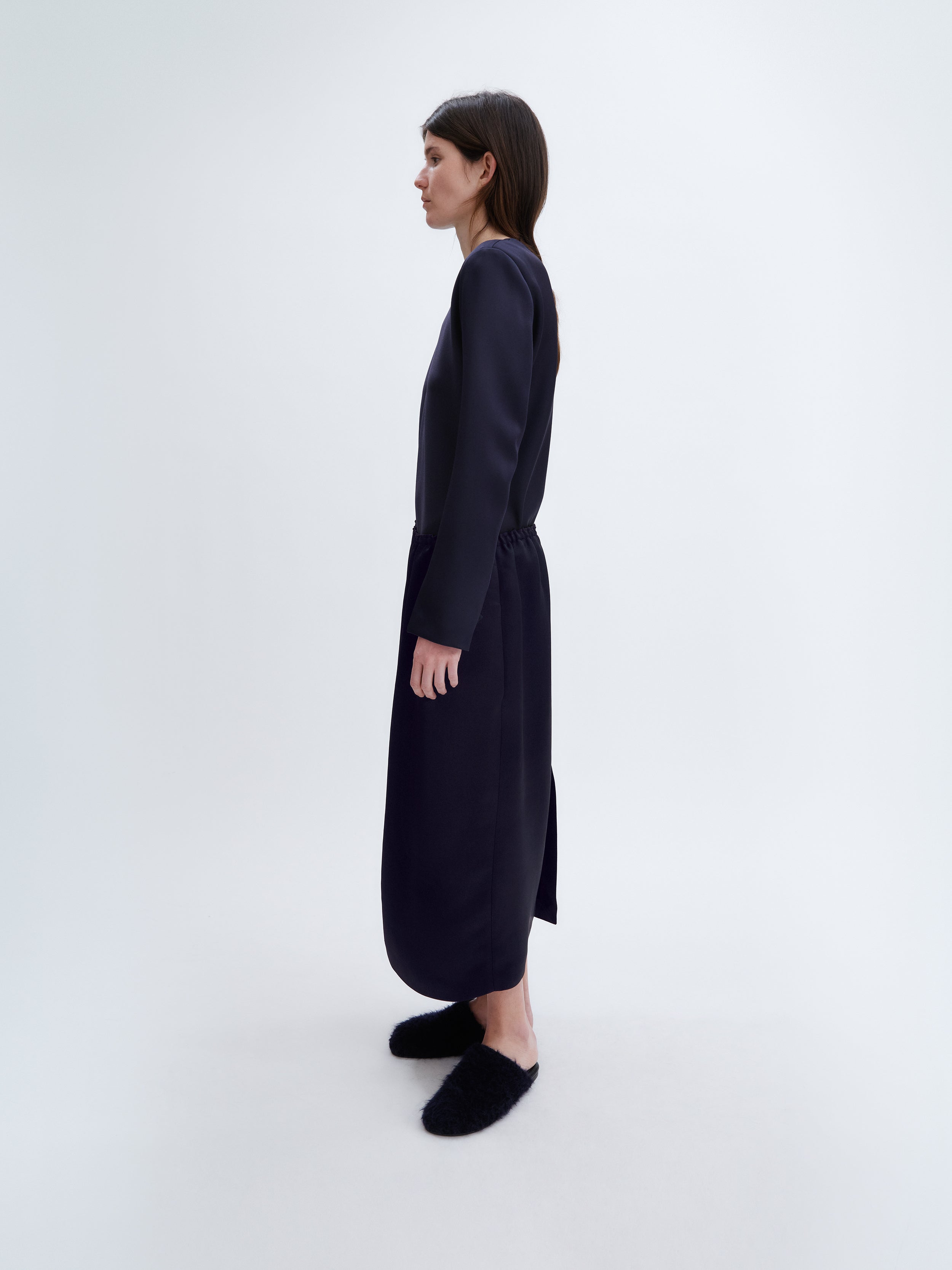 Pull-on skirt in double satin