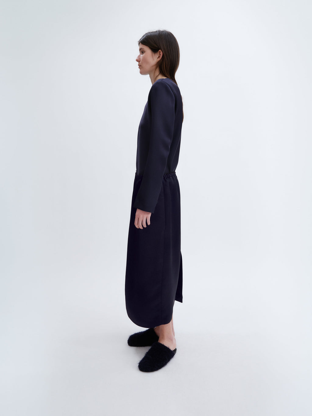 Pull-on skirt in double satin