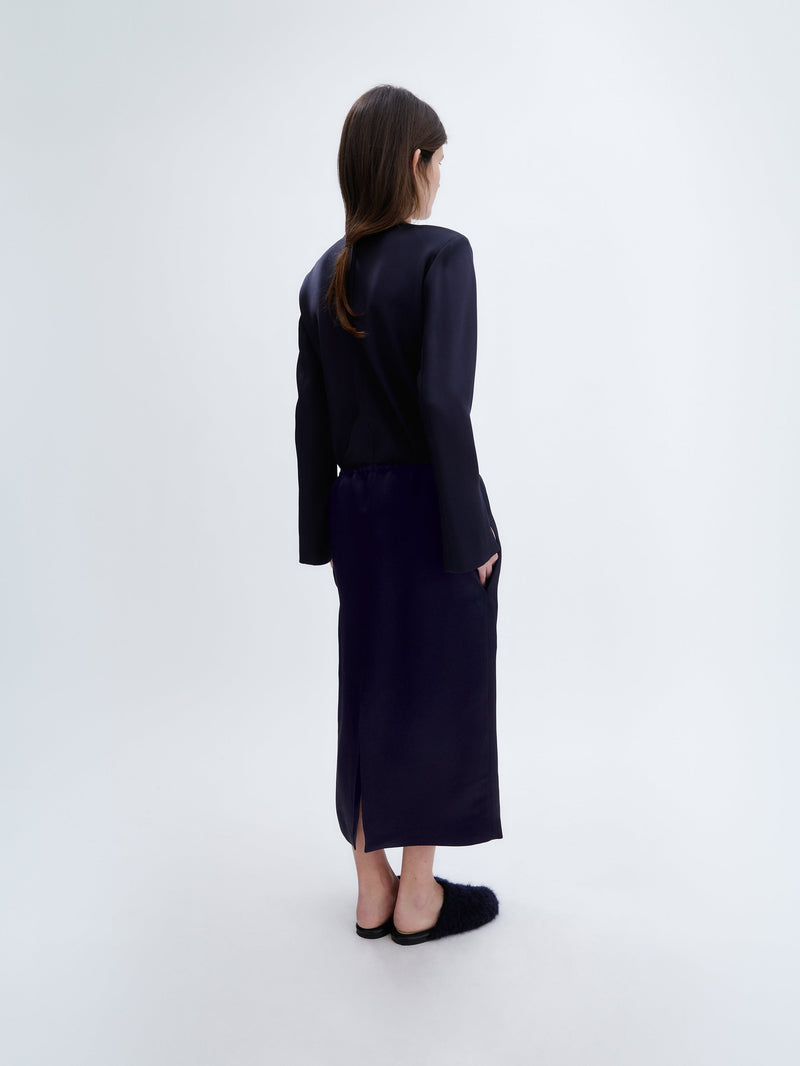 Pull-on skirt in double satin