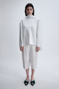Layered scarf blouse in double satin