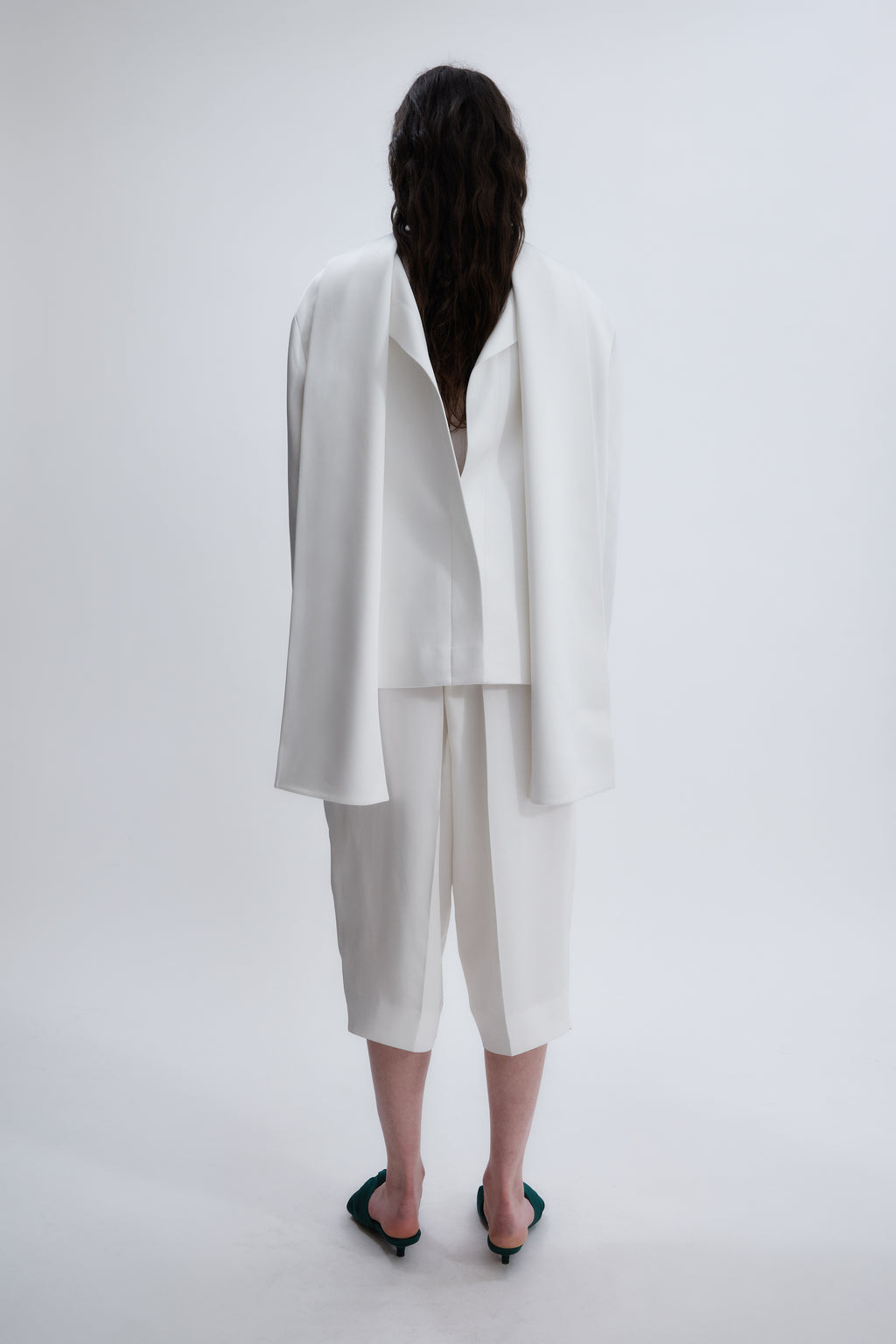Layered scarf blouse in double satin
