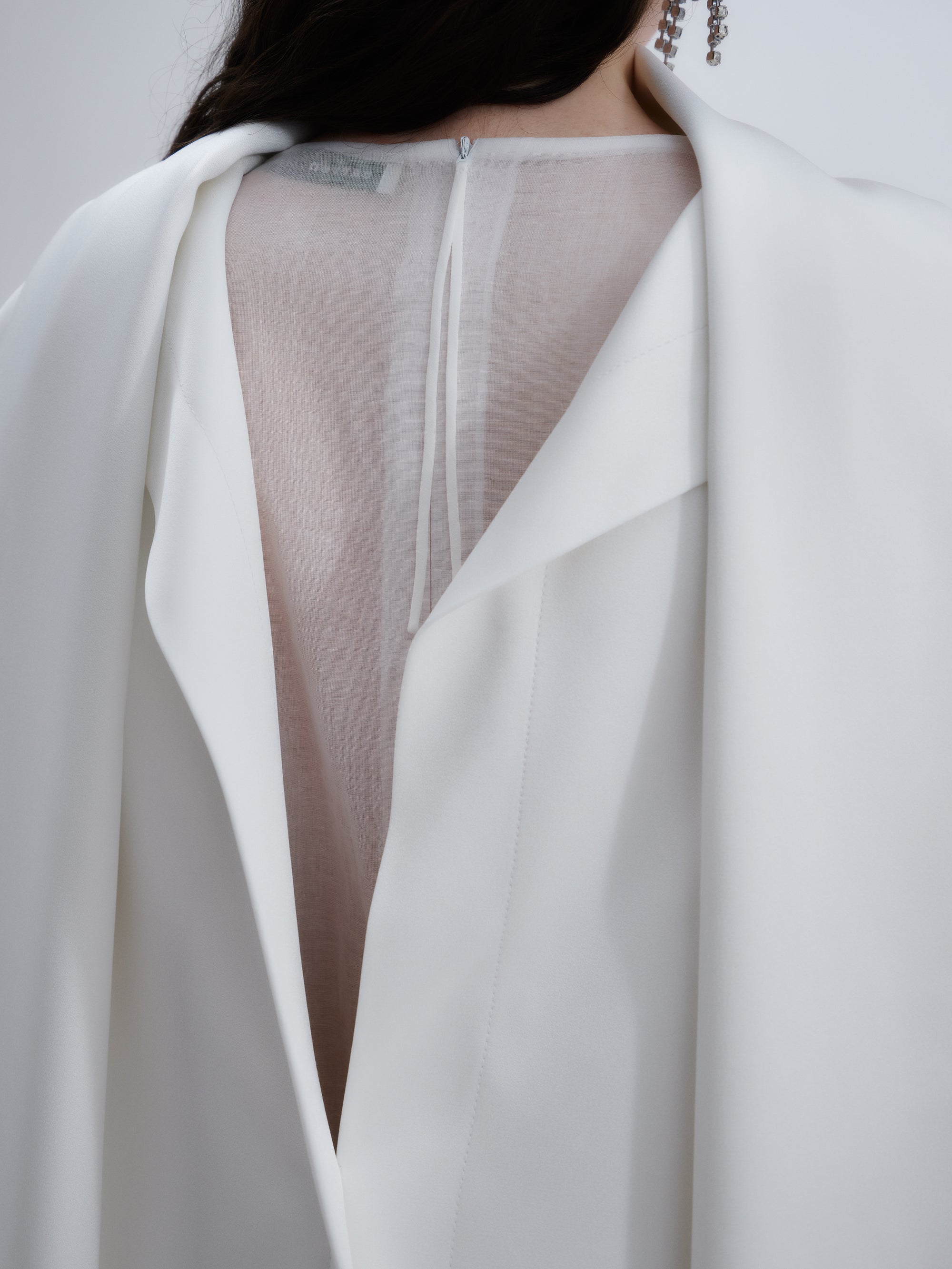 Layered scarf blouse in double satin