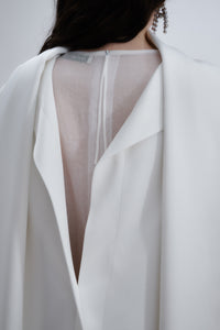Layered scarf blouse in double satin