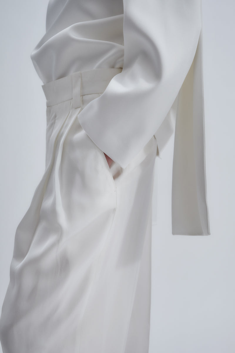 Long bermuda shorts in viscose twill
