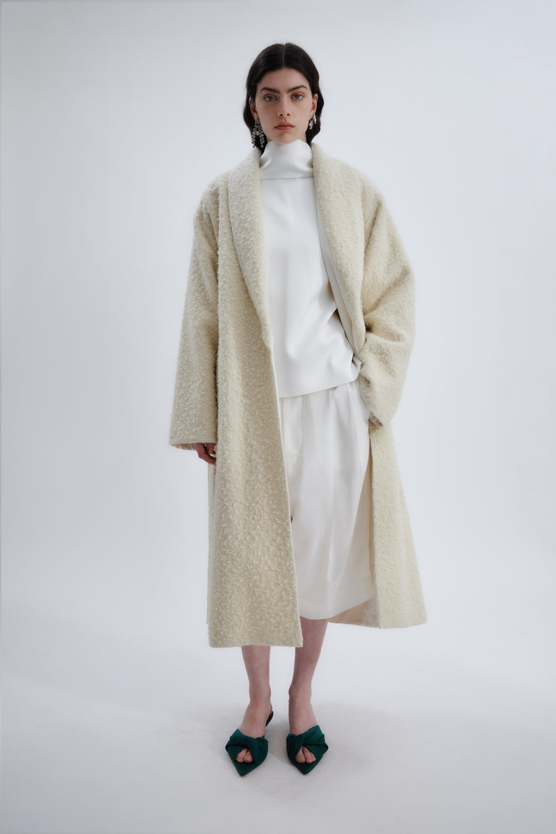 Dressing gown in suri alpaca