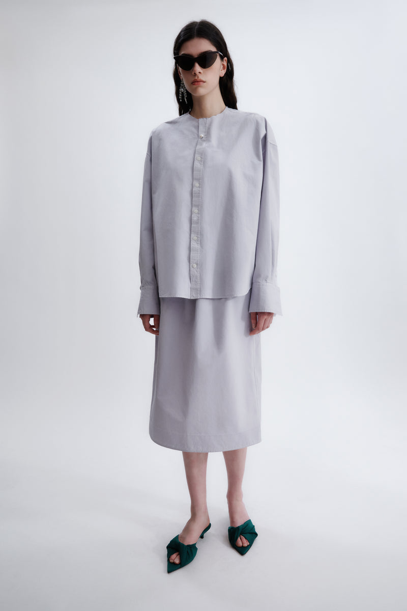 Pull-on skirt in matt poplin