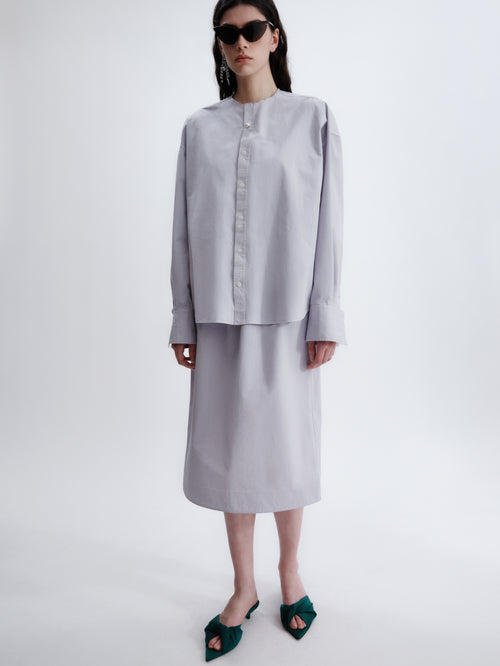 Pull-on skirt in matt poplin