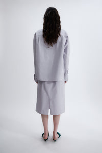 Collarless shirt in matt poplin