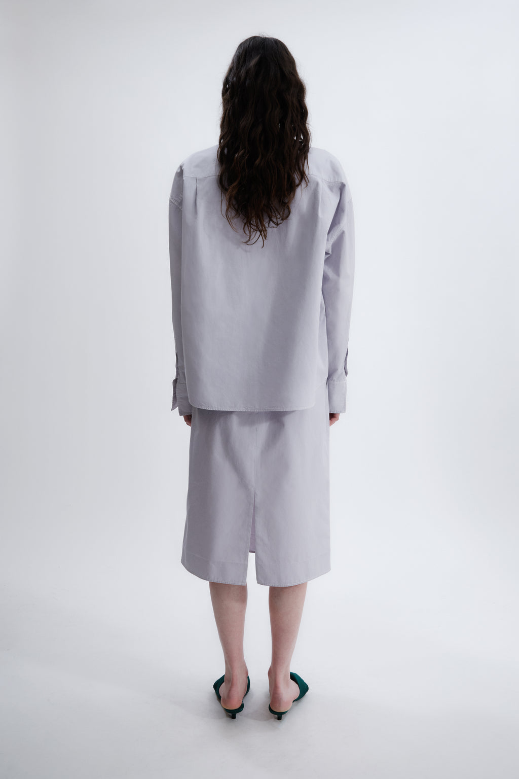 Pull-on skirt in matt poplin