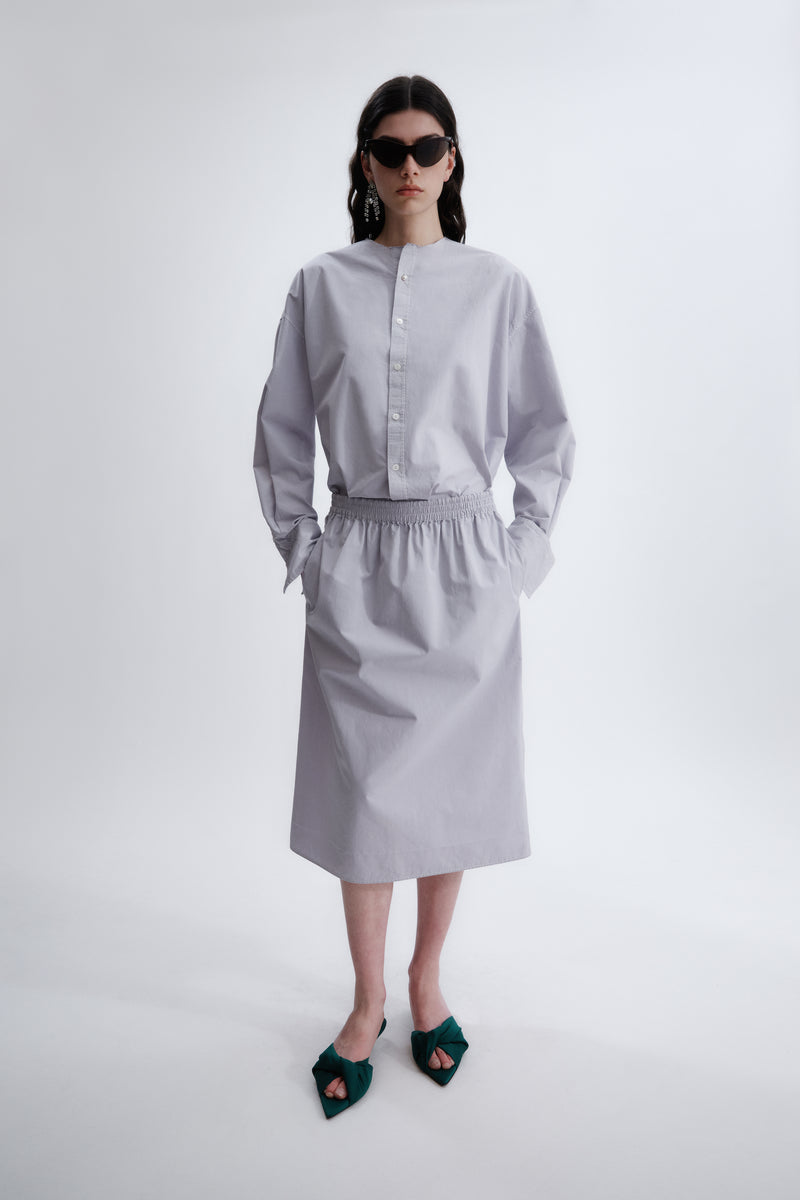 Pull-on skirt in matt poplin