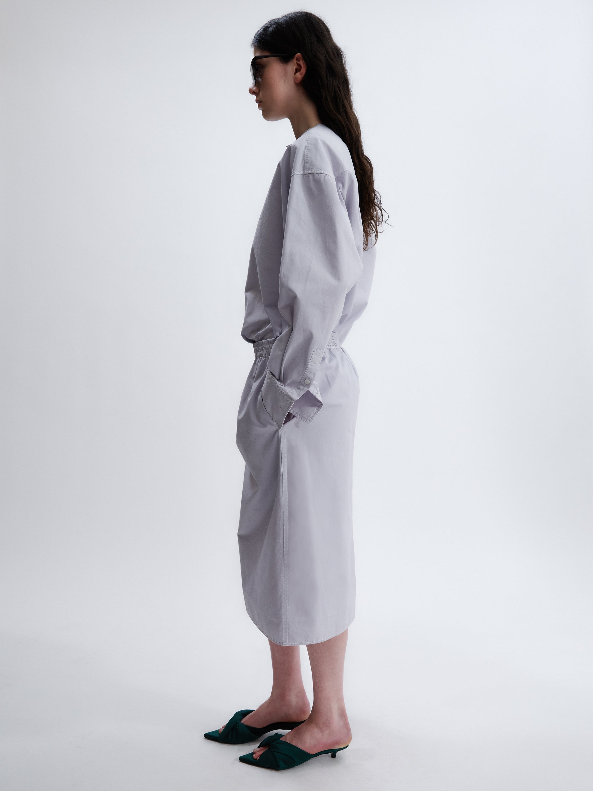 Pull-on skirt in matt poplin