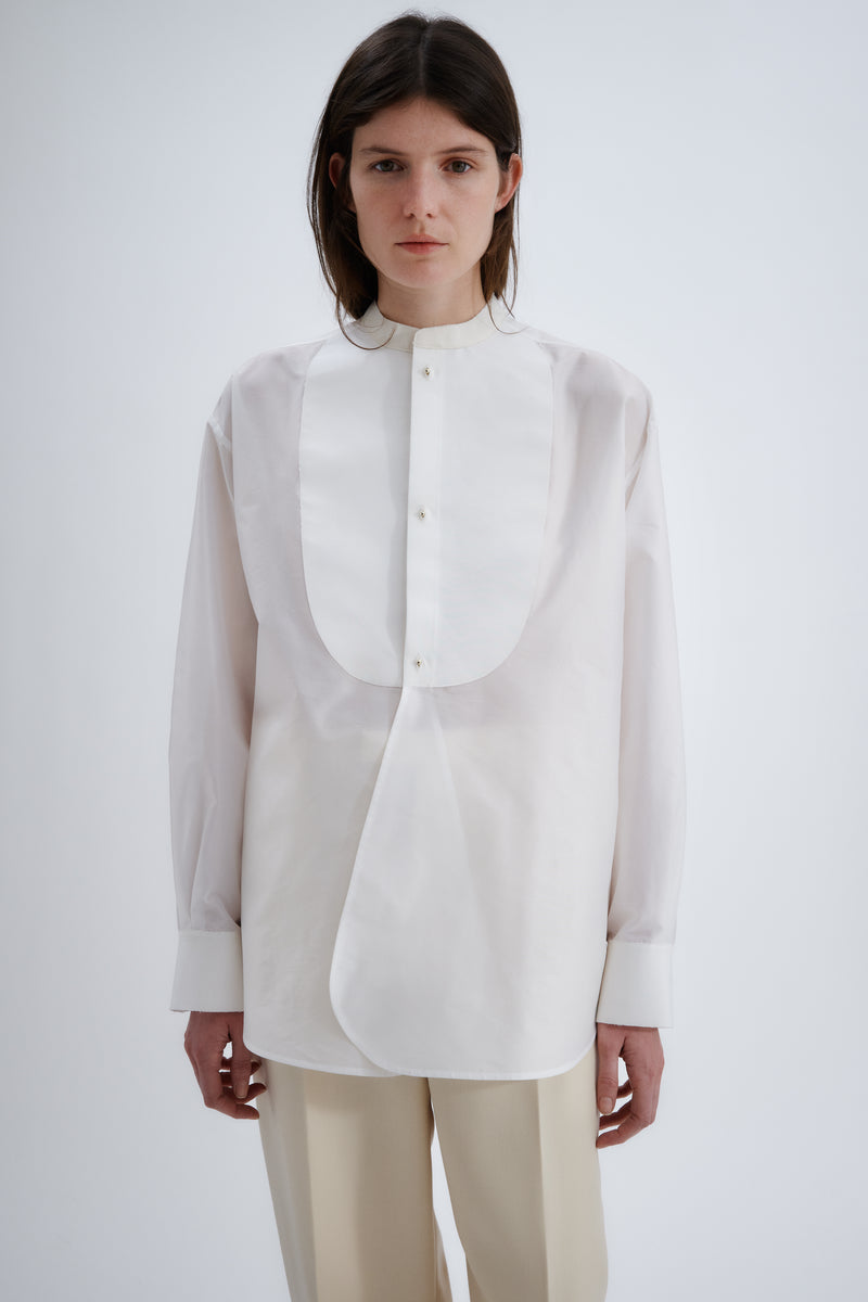 Plastron shirt in sheer taffetas