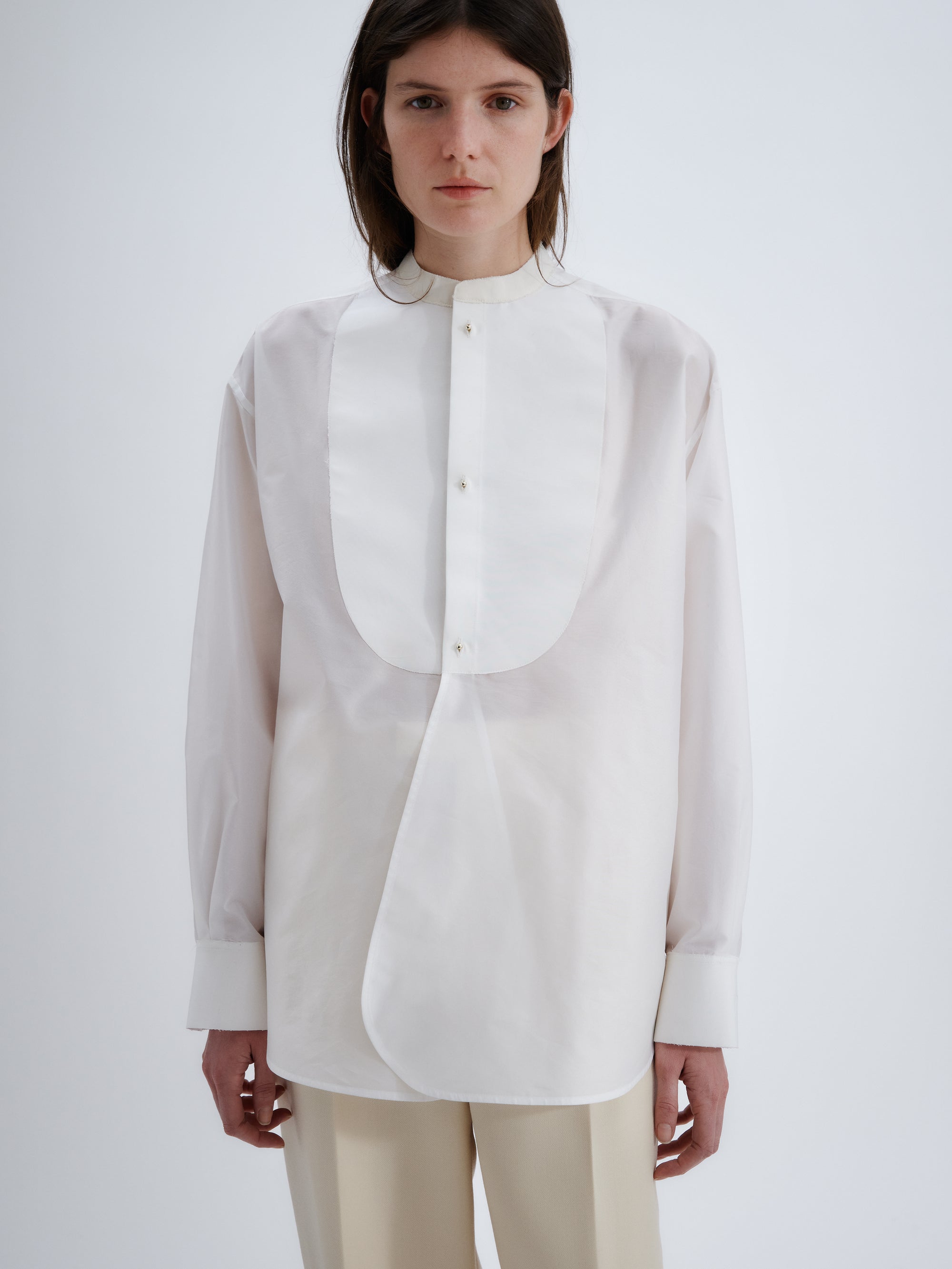 Plastron shirt in sheer taffetas