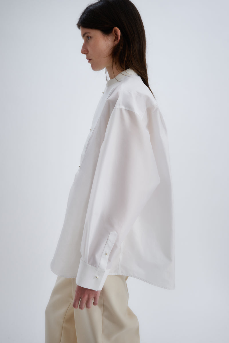 Plastron shirt in sheer taffetas
