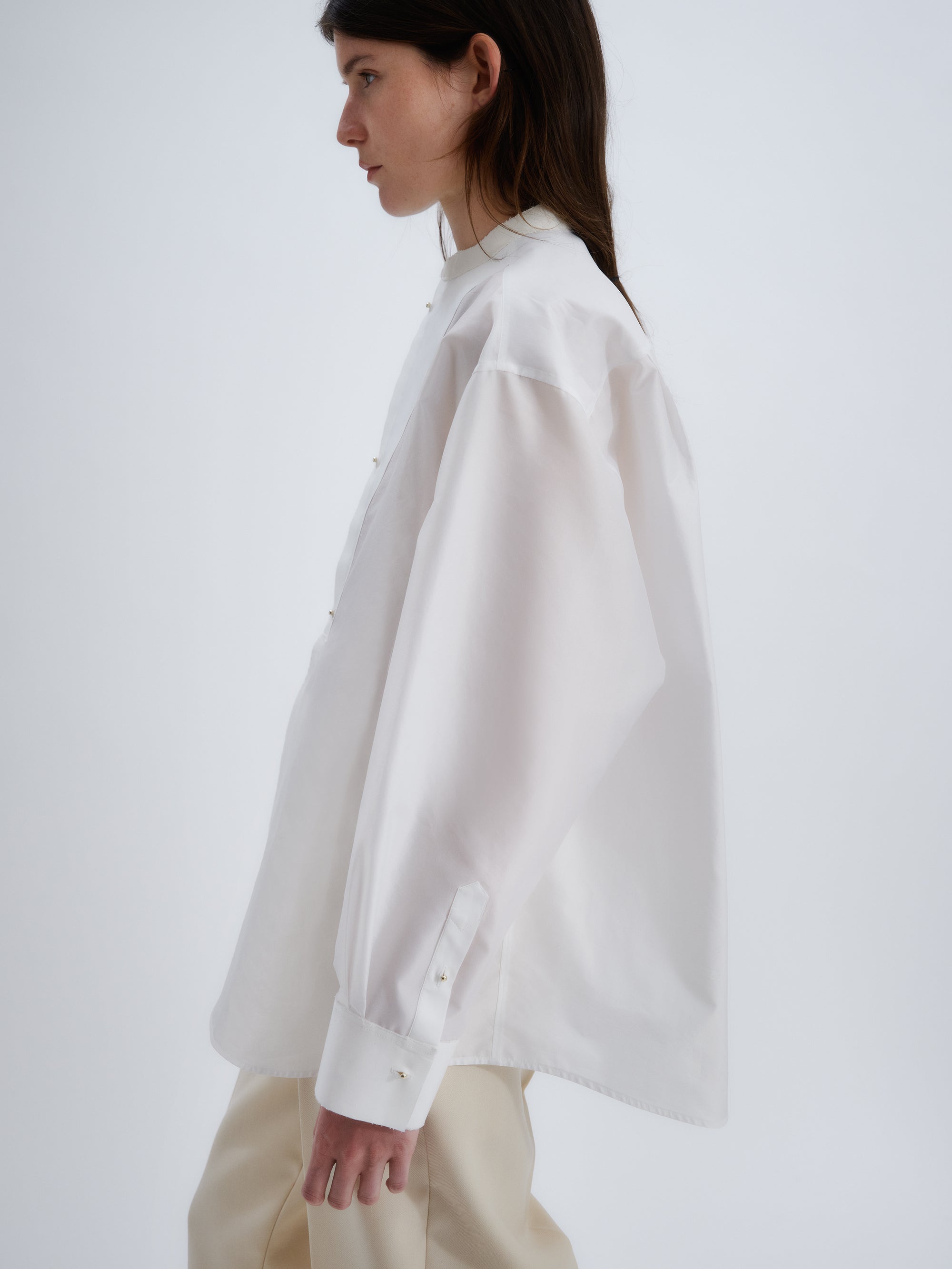 Plastron shirt in sheer taffetas