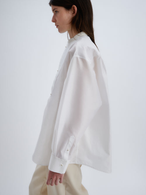 Plastron shirt in sheer taffetas