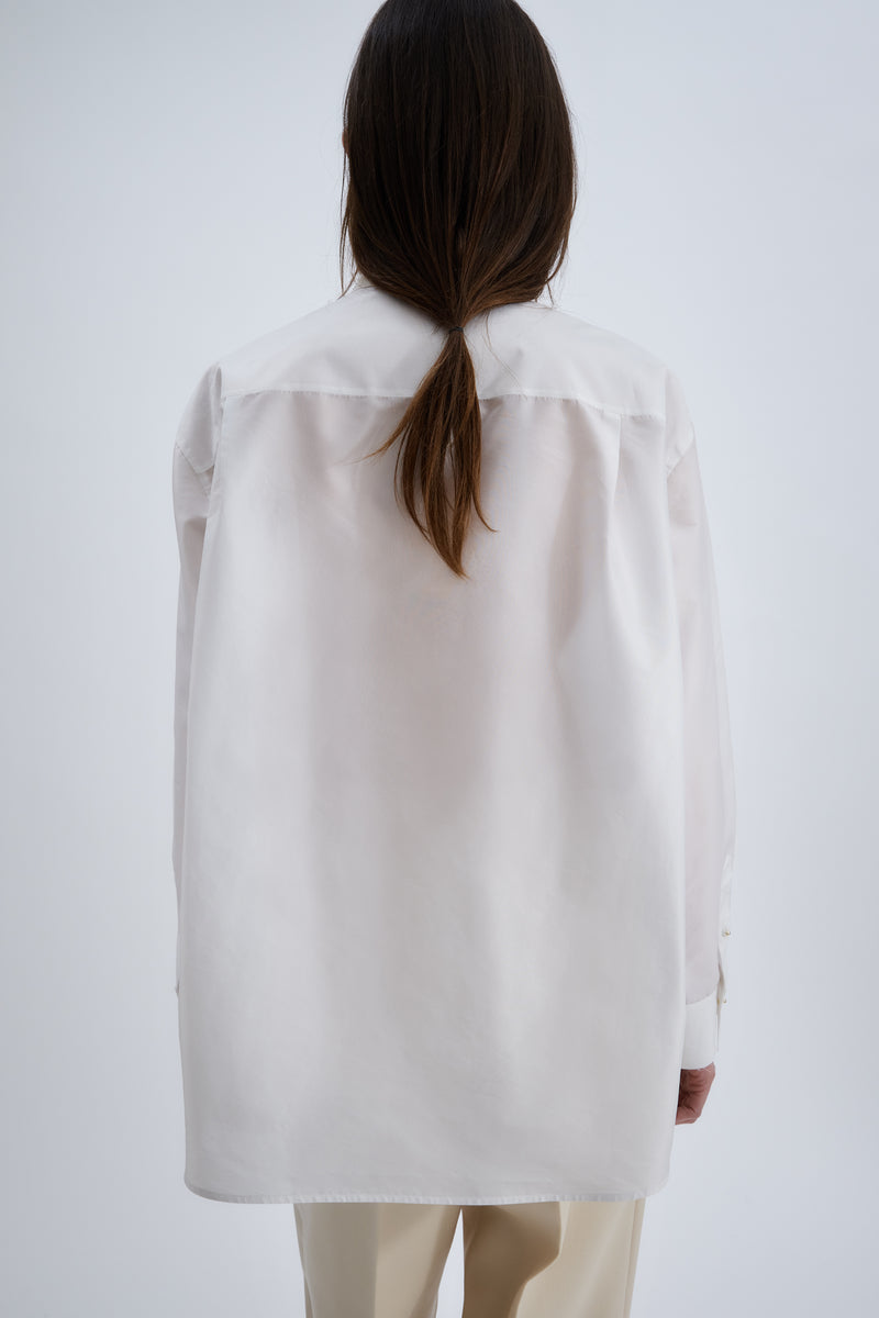 Plastron shirt in sheer taffetas