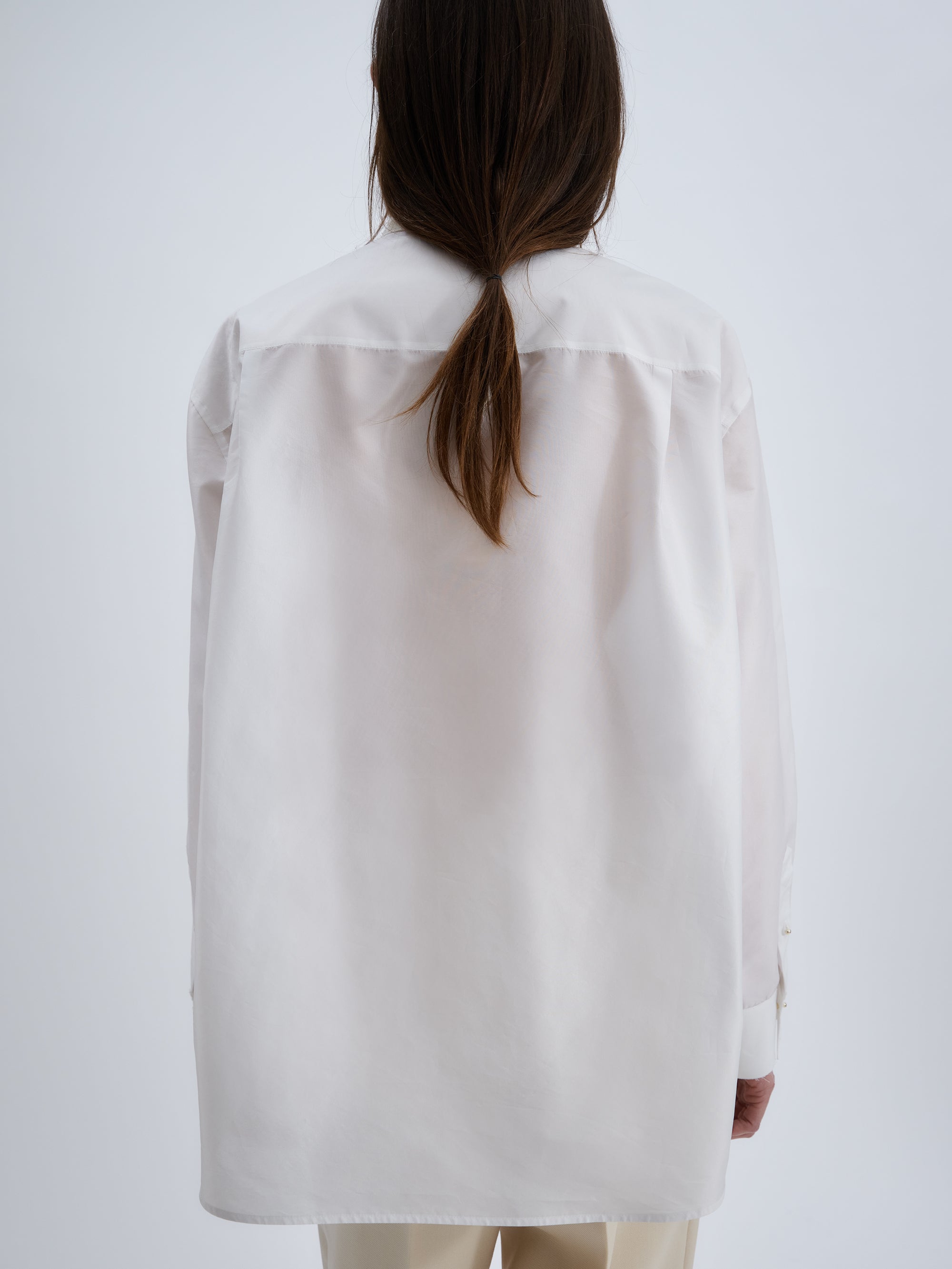 Plastron shirt in sheer taffetas