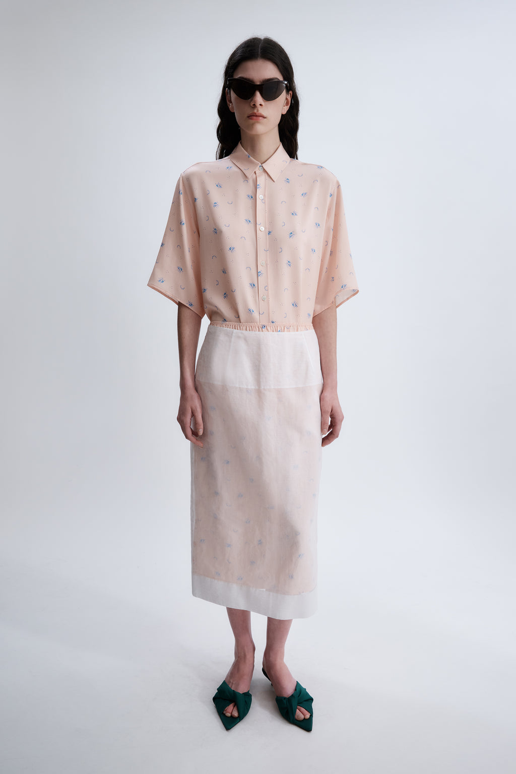 Short-sleeve shirt in flower print