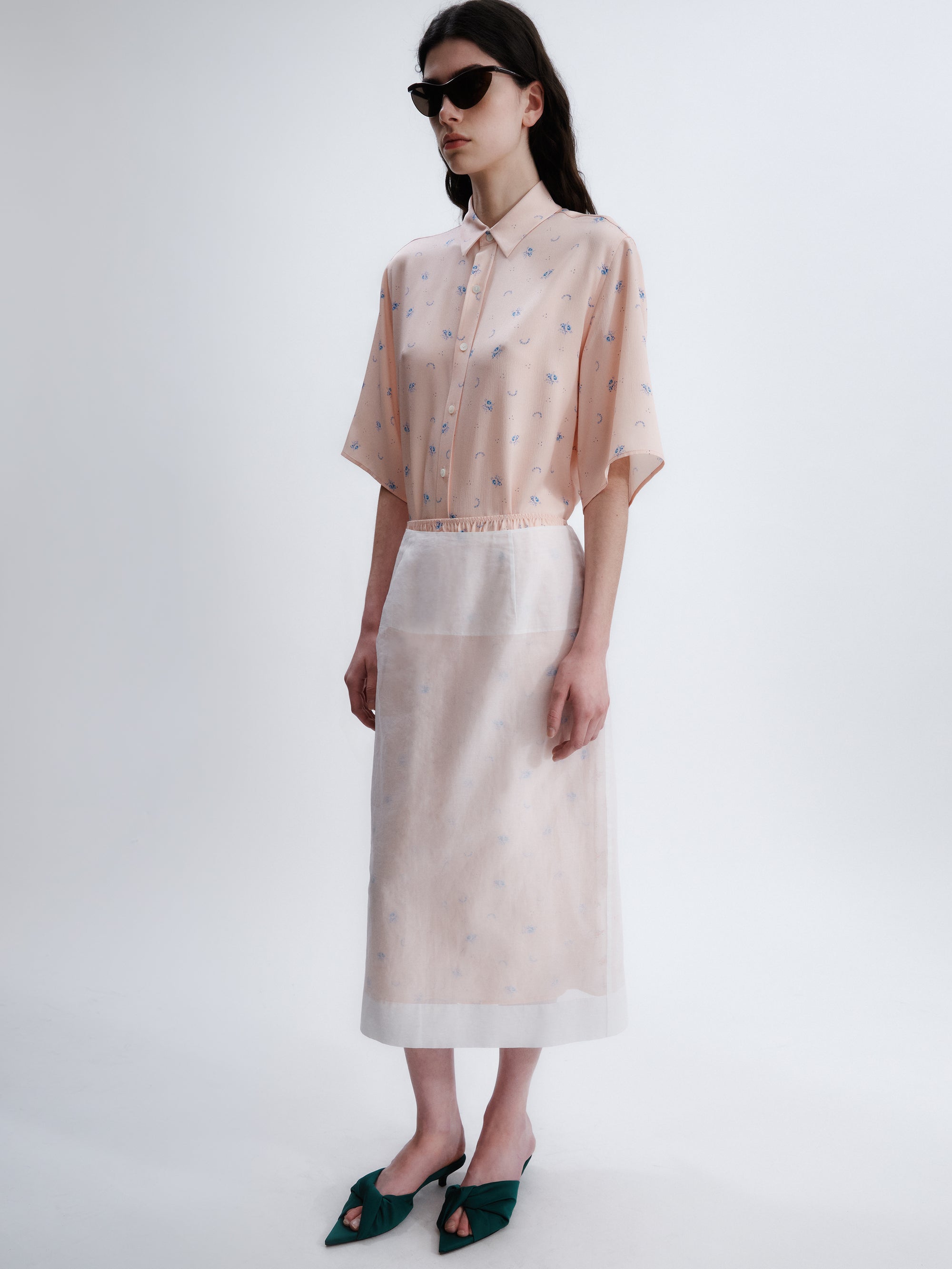 Short-sleeve shirt in flower print