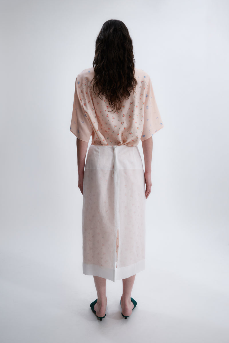 Floral lined skirt in small flower print organdie