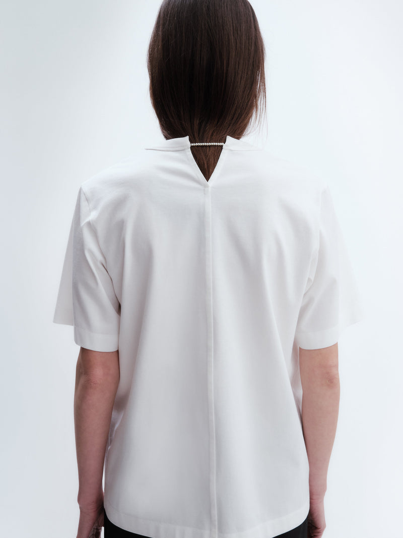 Pearl scoop neck T-shirt in classic jersey