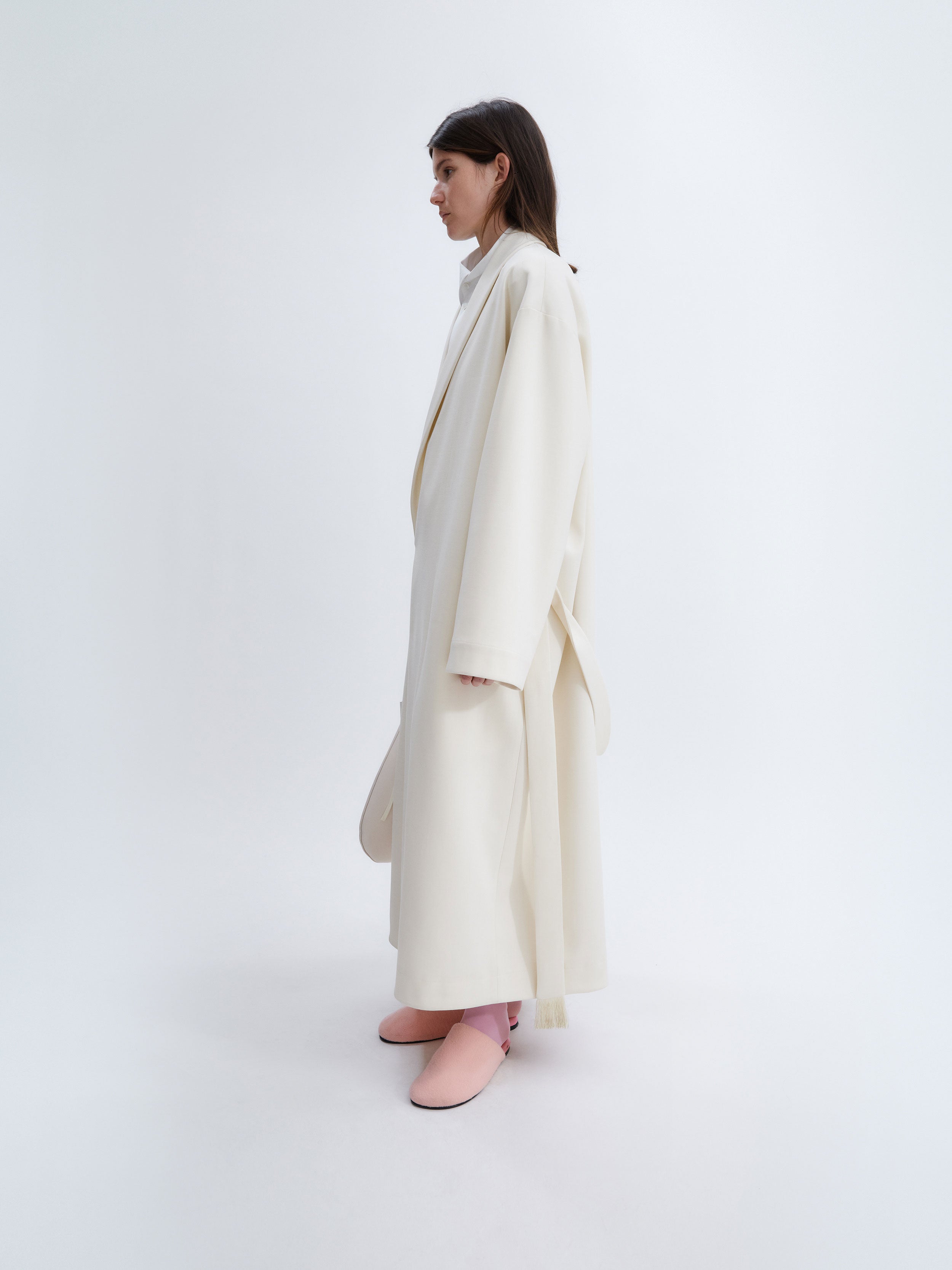 Dressing gown coat in double wool