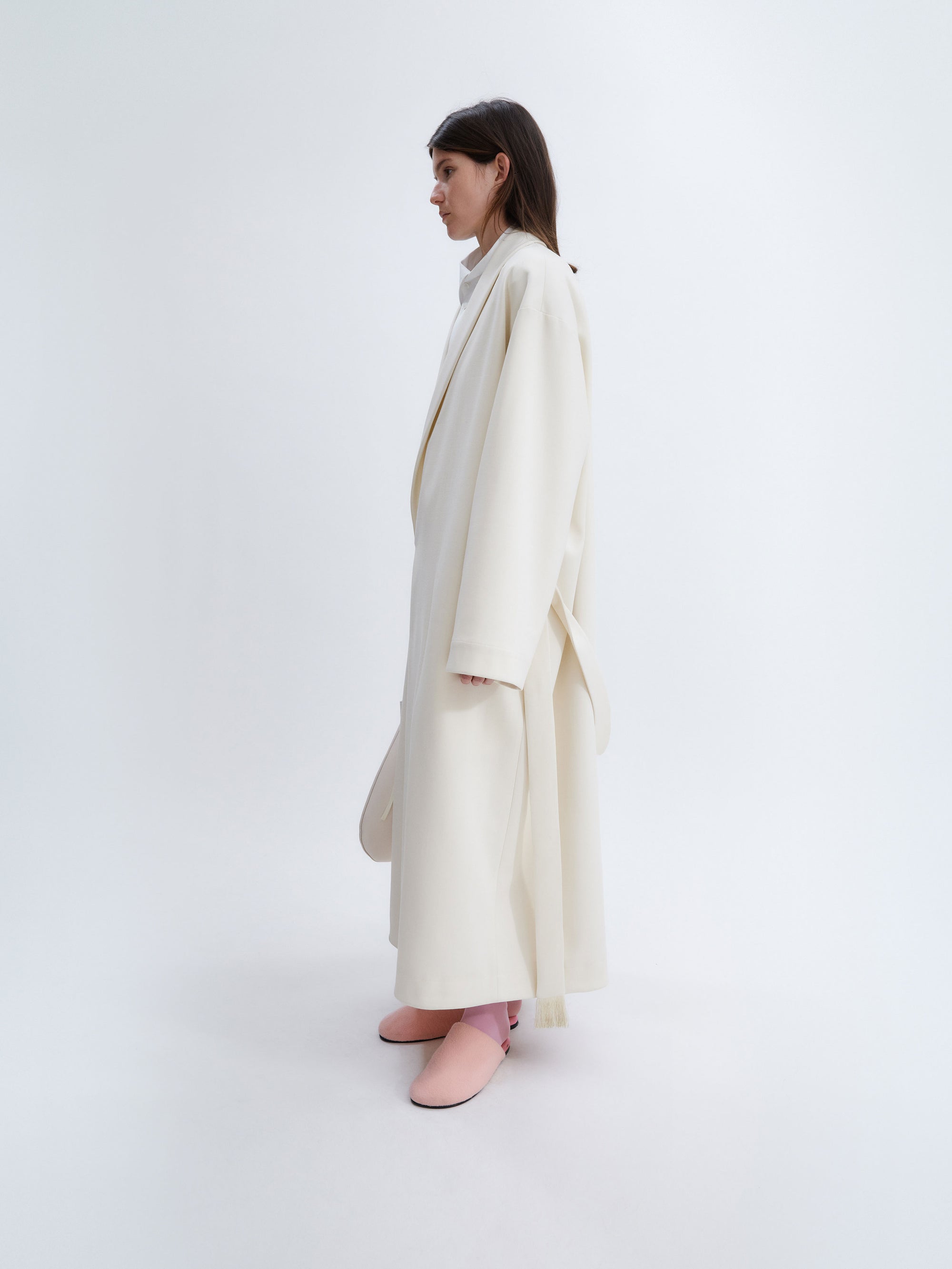 Dressing gown coat in double wool