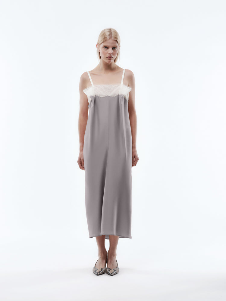 Lingerie lace dress in silk habotai