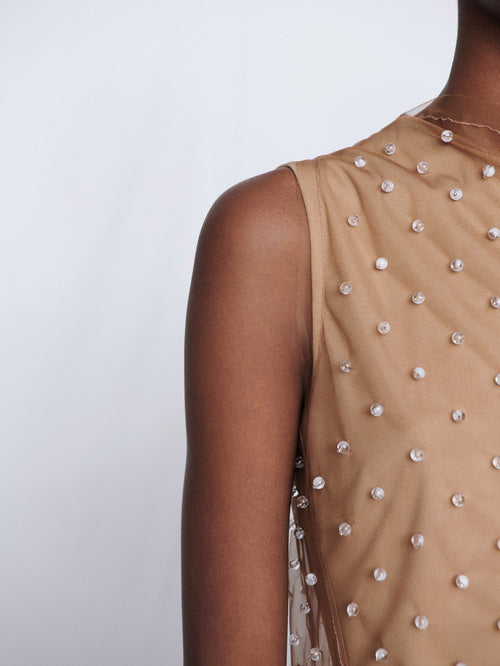 Embroidered top in tulle