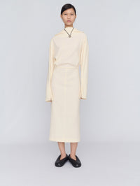 High neck dress in crepe wool