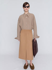 Double-face wool wrap skirt