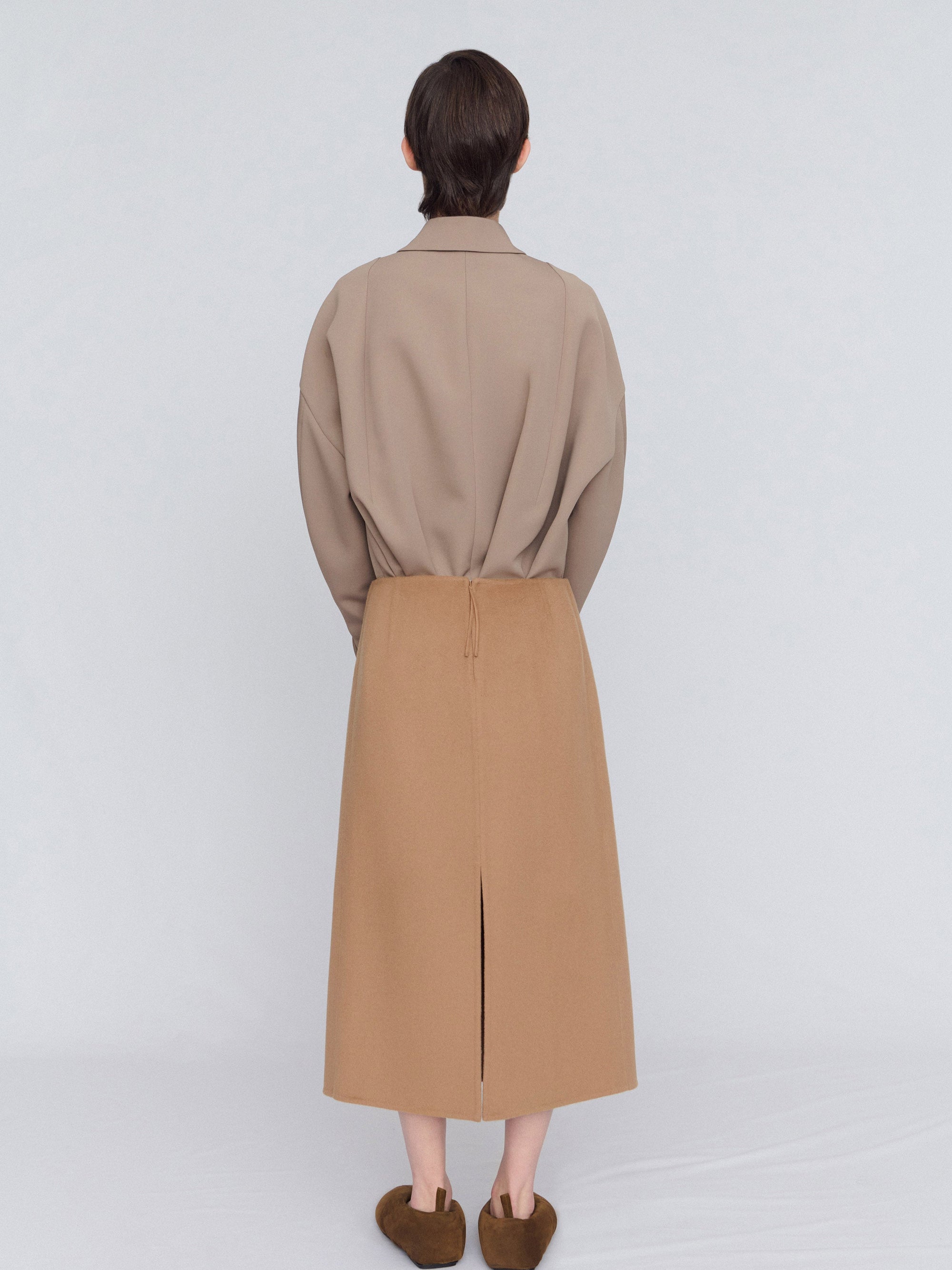 Double-face wool wrap skirt