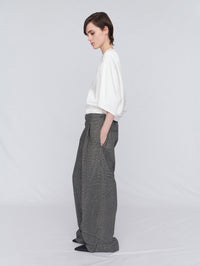 Wide leg trousers in pressed check