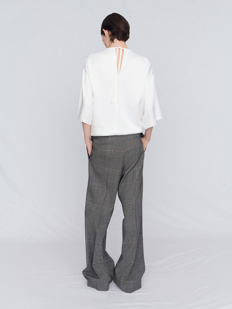 Wide leg trousers in pressed check