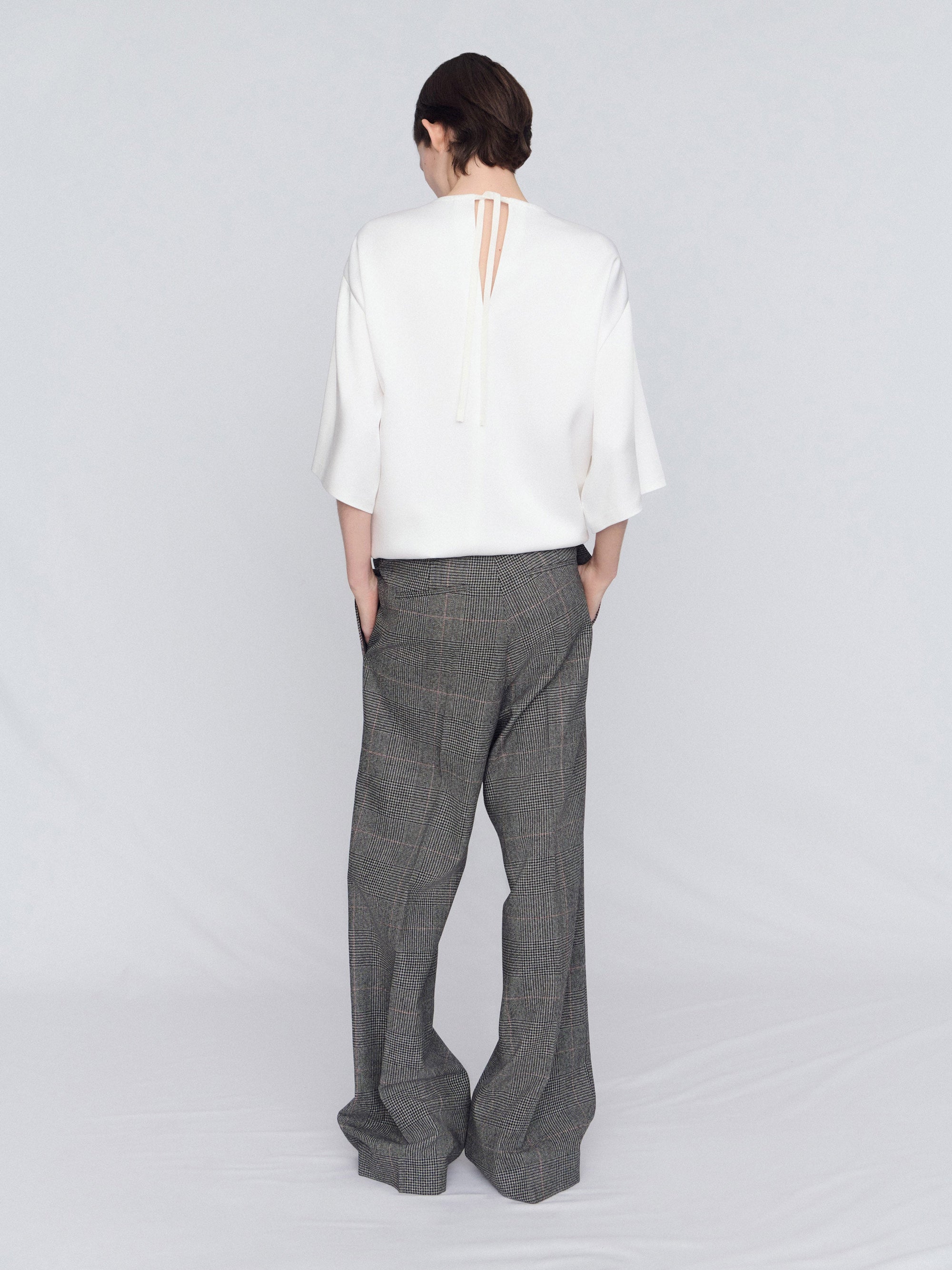 Wide leg trouser in pressed check