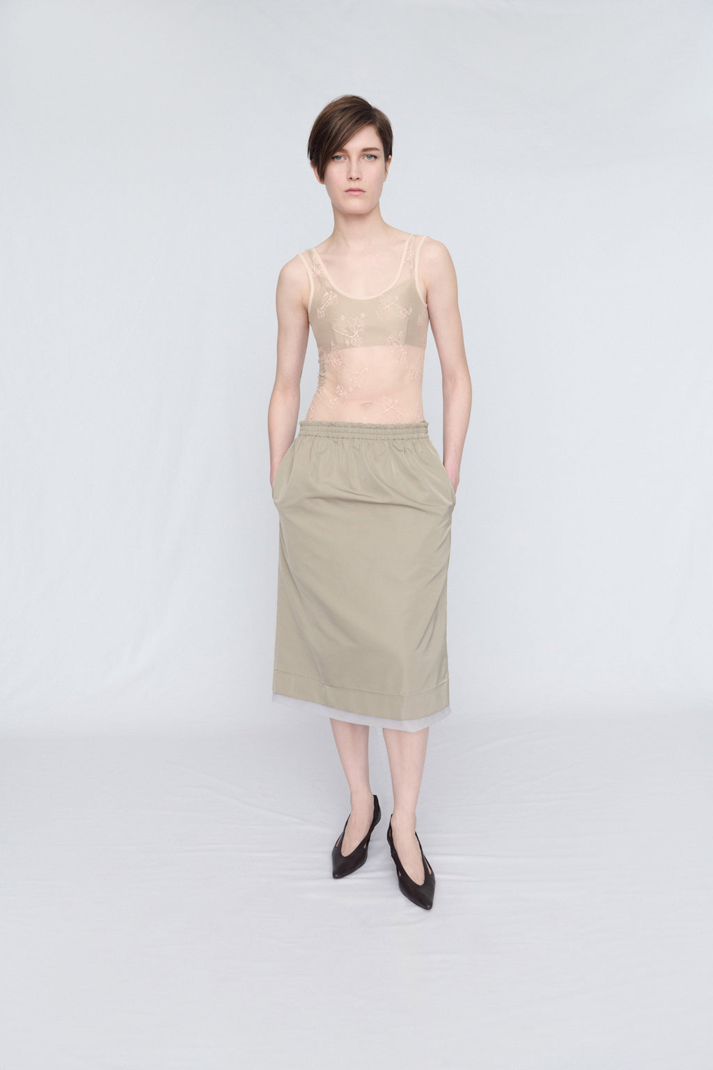 Pull-on skirt in duchesse