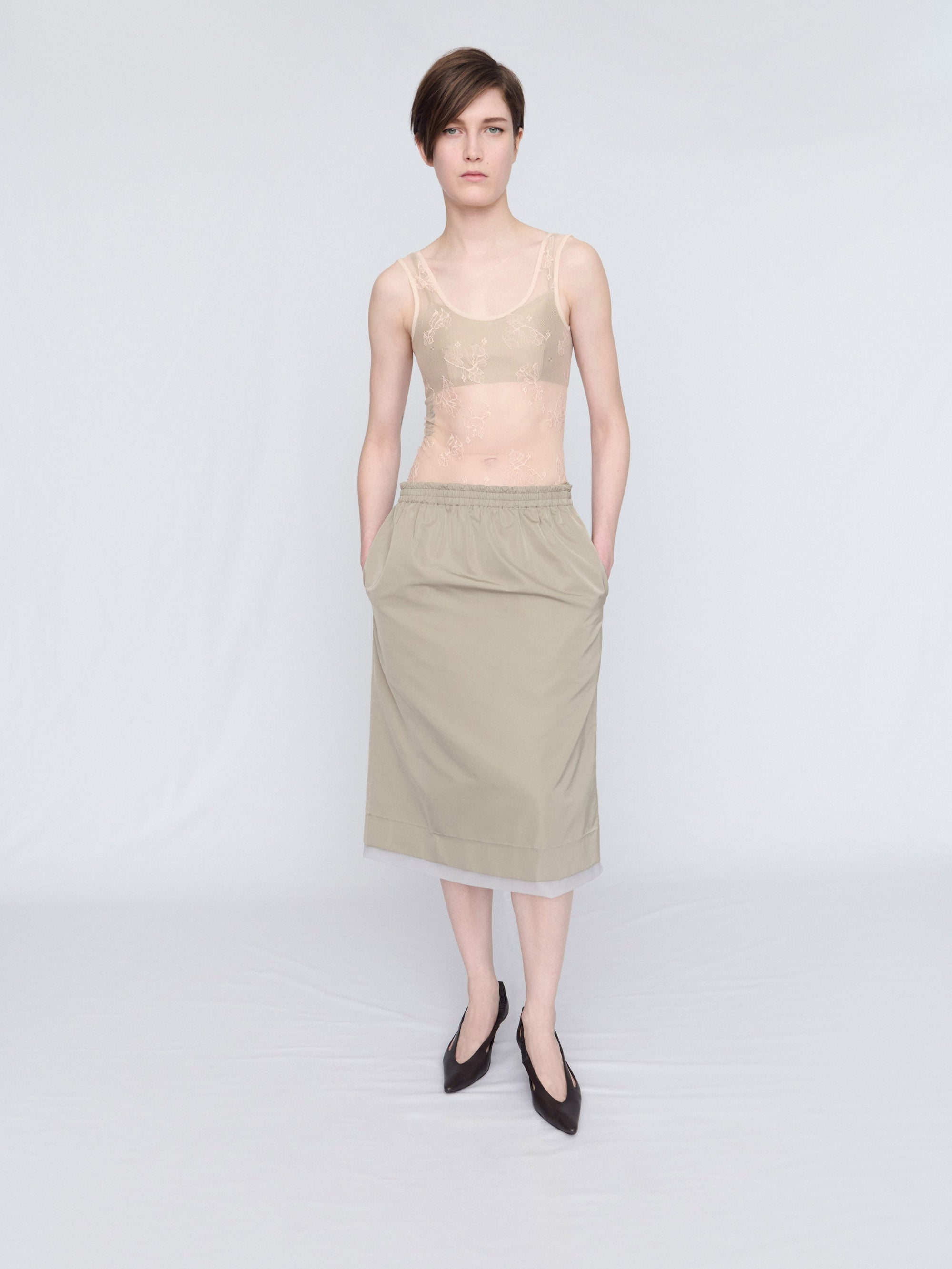 Pull-on skirt in duchesse