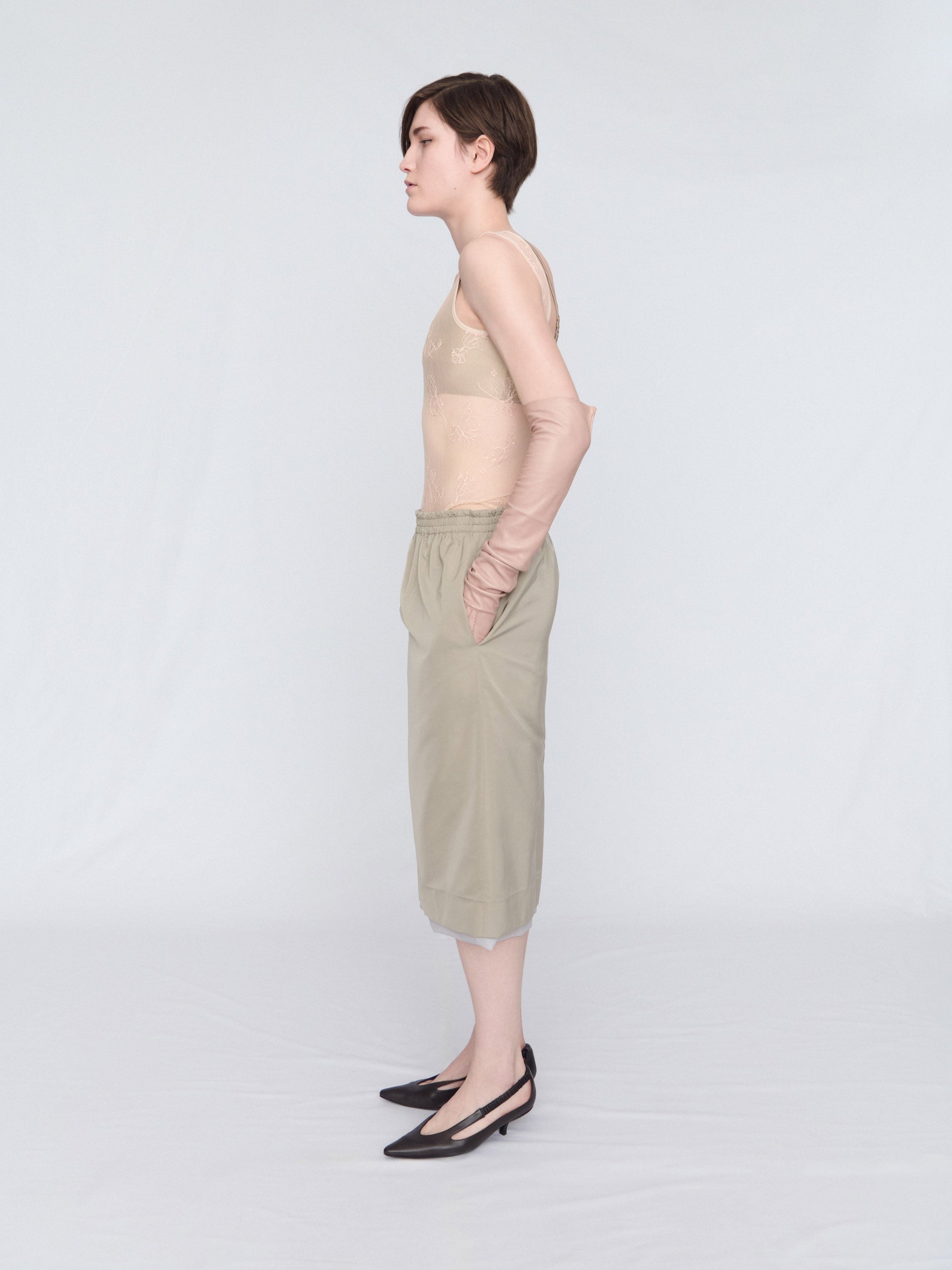 Pull-on skirt in duchesse