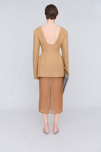 Tailored dress in chiné wool