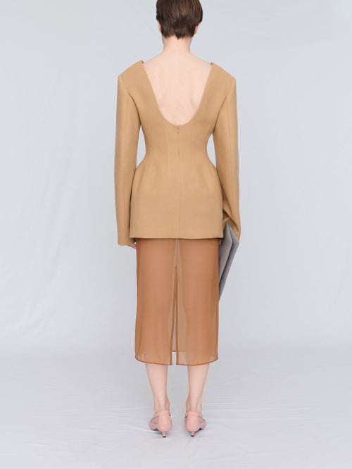 Tailored dress in chiné wool