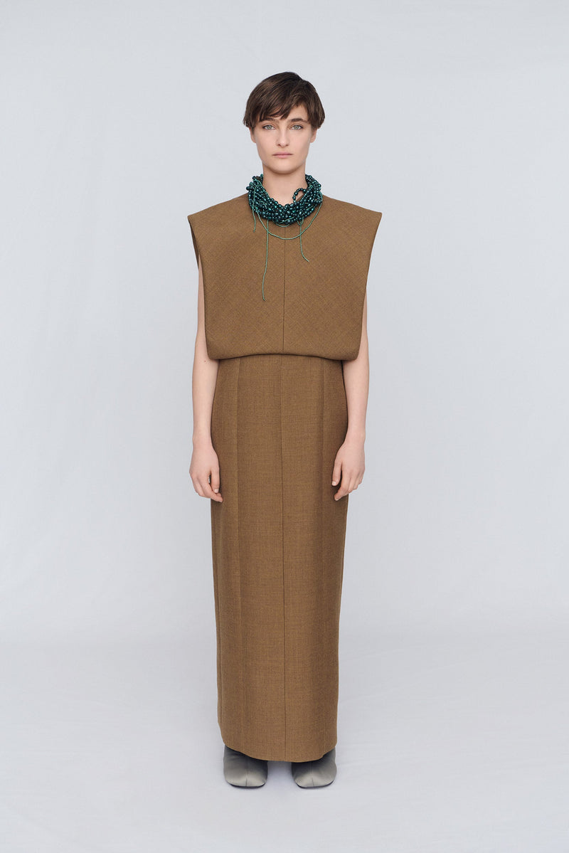 Tailored dress in double worsted wool