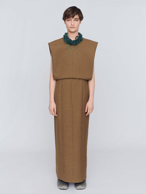 Tailored dress in double worsted wool