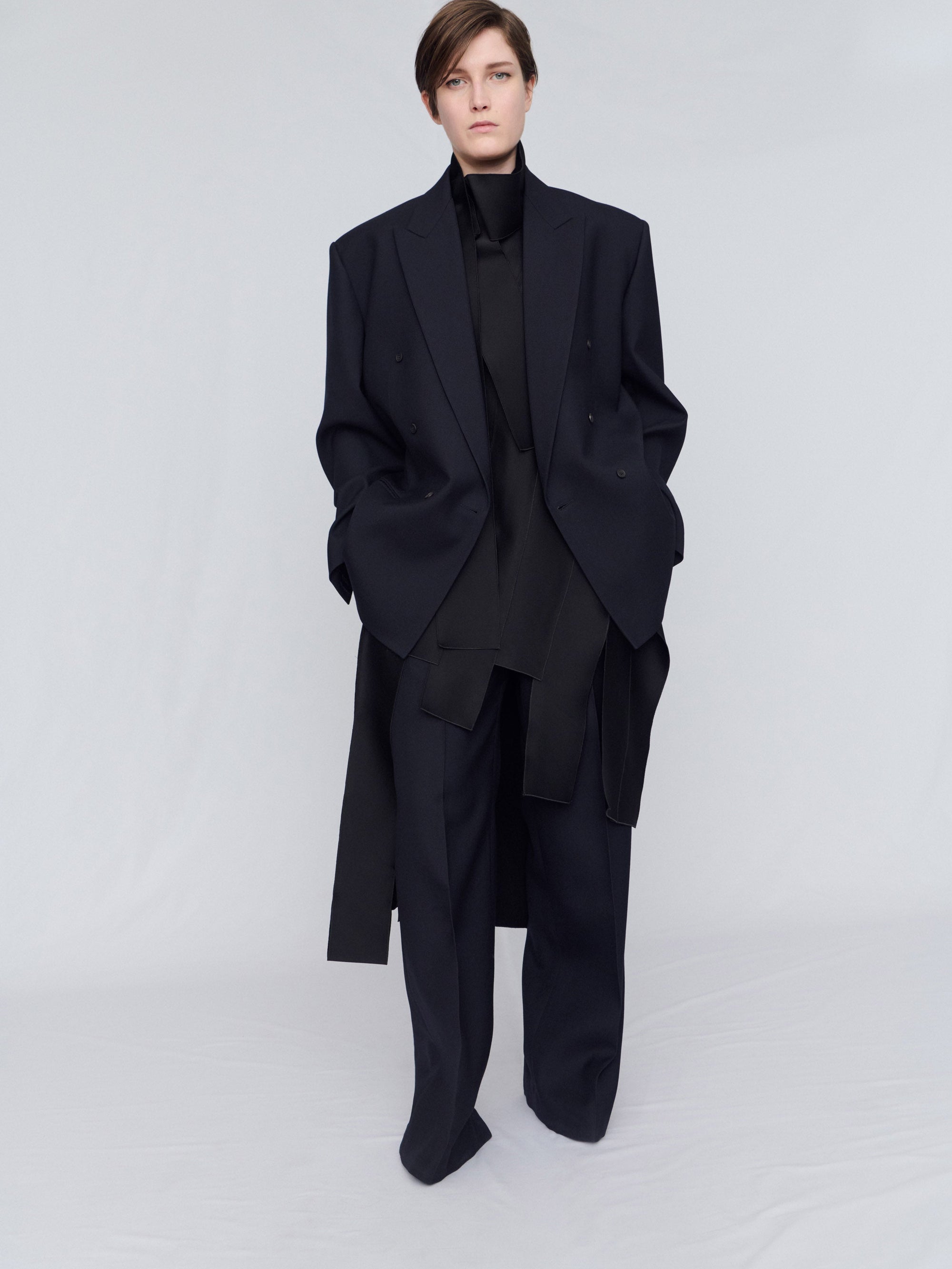 Straight leg trousers in evening tuxedo wool