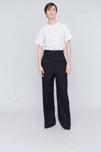 Straight leg trousers in evening tuxedo wool