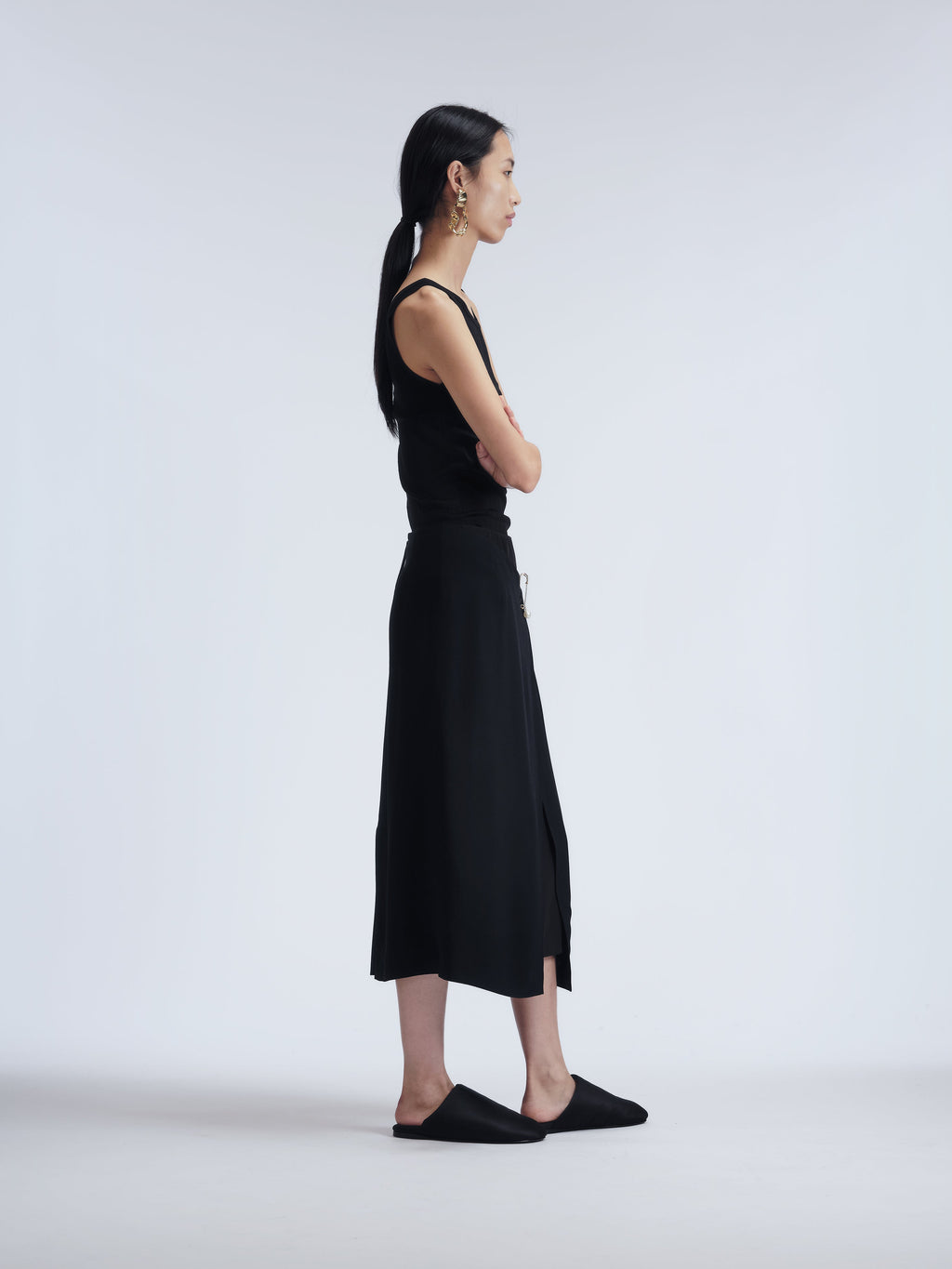 Wrap skirt in archive crepe