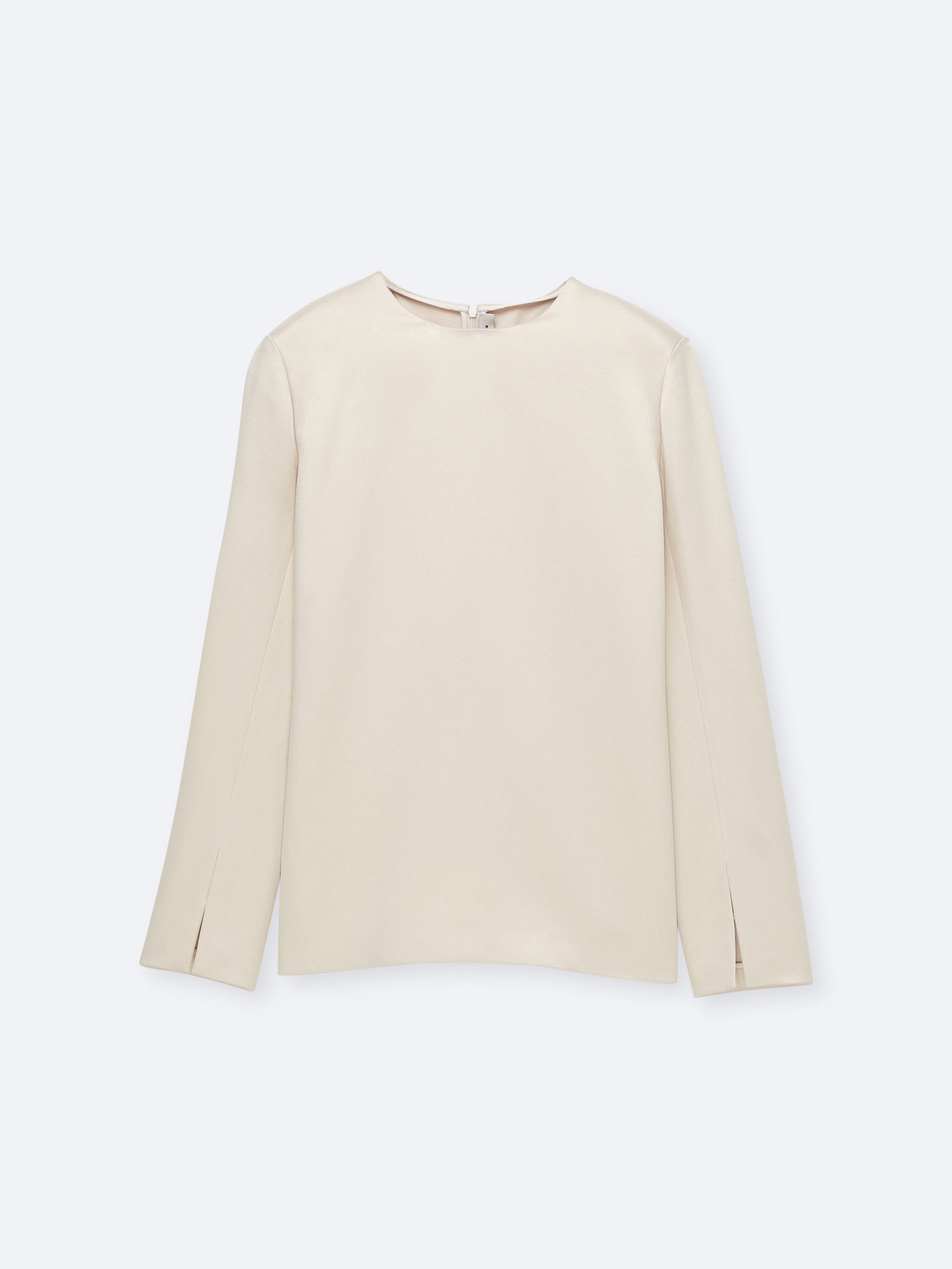 Long sleeve shift top in double satin