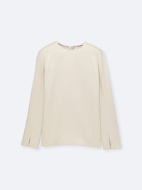 Long sleeve shift top in double satin